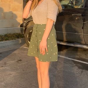 Franchescas green button down skirt